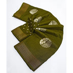 Printed Saree With Unstitched Blouse 5.5Mtr (Green)