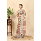 Printed Saree With Unstitched Blouse 5.5Mtr (Multicolor)