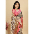 Floral Printed Saree With Unstitched Blouse 5.5Mtr (Black)