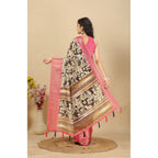 Floral Printed Saree With Unstitched Blouse 5.5Mtr (Black)