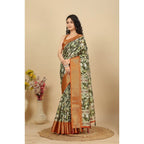 Floral Printed Saree With Unstitched Blouse 5.5Mtr (Multicolor)