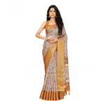 Floral Printed Saree With Unstitched Blouse 5.5Mtr (Lavender)