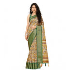 Floral Printed Saree With Unstitched Blouse 5.5Mtr (Mustard)