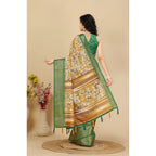 Floral Printed Saree With Unstitched Blouse 5.5Mtr (Mustard)
