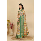 Floral Printed Saree With Unstitched Blouse 5.5Mtr (Mustard)