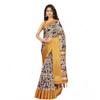 Floral Printed Saree With Unstitched Blouse 5.5Mtr (Purple)