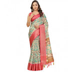 Floral Printed Saree With Unstitched Blouse 5.5Mtr (Multicolor)