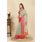 Floral Printed Saree With Unstitched Blouse 5.5Mtr (Multicolor)