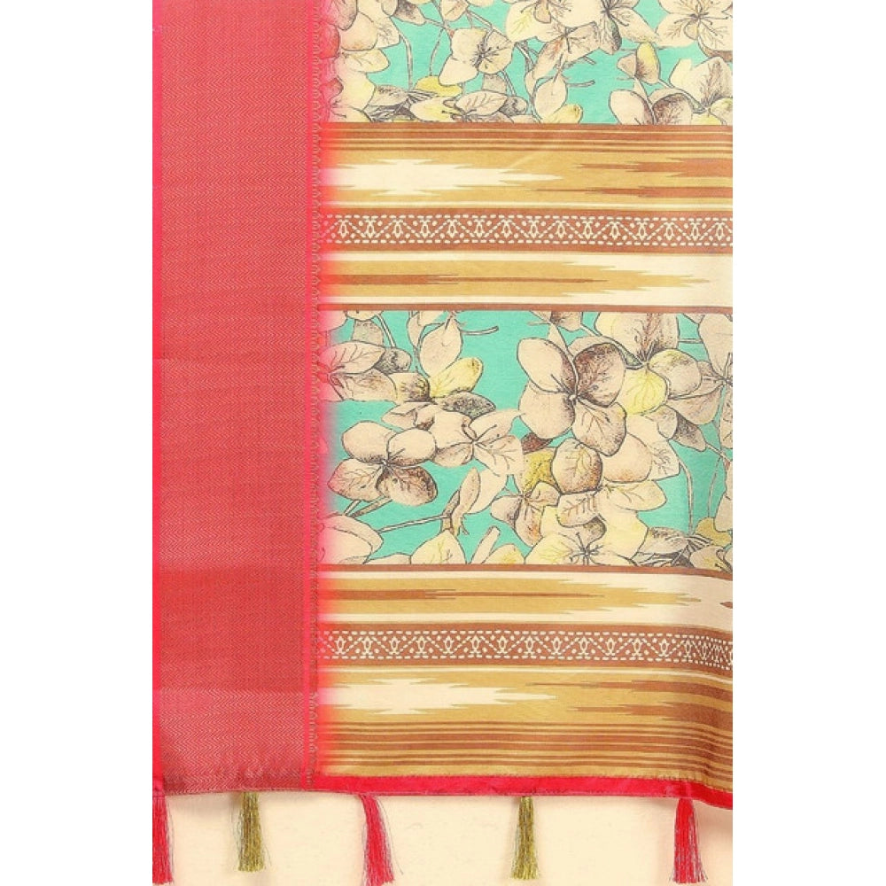 Floral Printed Saree With Unstitched Blouse 5.5Mtr (Multicolor)