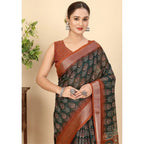Printed Saree With Unstitched Blouse 5.5Mtr (Multicolor)