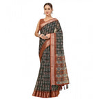 Printed Saree With Unstitched Blouse 5.5Mtr (Multicolor)