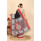 Printed Saree With Unstitched Blouse 5.5Mtr (Black)