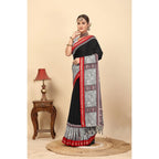 Printed Saree With Unstitched Blouse 5.5Mtr (Black)