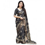 Printed Saree With Unstitched Blouse 5.5Mtr (Black)