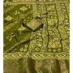 Printed Saree With Unstitched Blouse 5.5Mtr (Green)