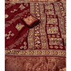 Printed Saree With Unstitched Blouse 5.5Mtr (Maroon)