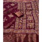 Printed Saree With Unstitched Blouse 5.5Mtr (Wine)