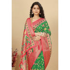 Printed Saree With Unstitched Blouse 5.5Mtr (Green)