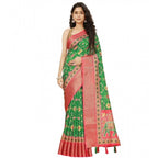 Printed Saree With Unstitched Blouse 5.5Mtr (Green)