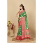 Printed Saree With Unstitched Blouse 5.5Mtr (Green)