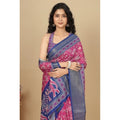 Printed Saree With Unstitched Blouse 5.5Mtr (Pink)