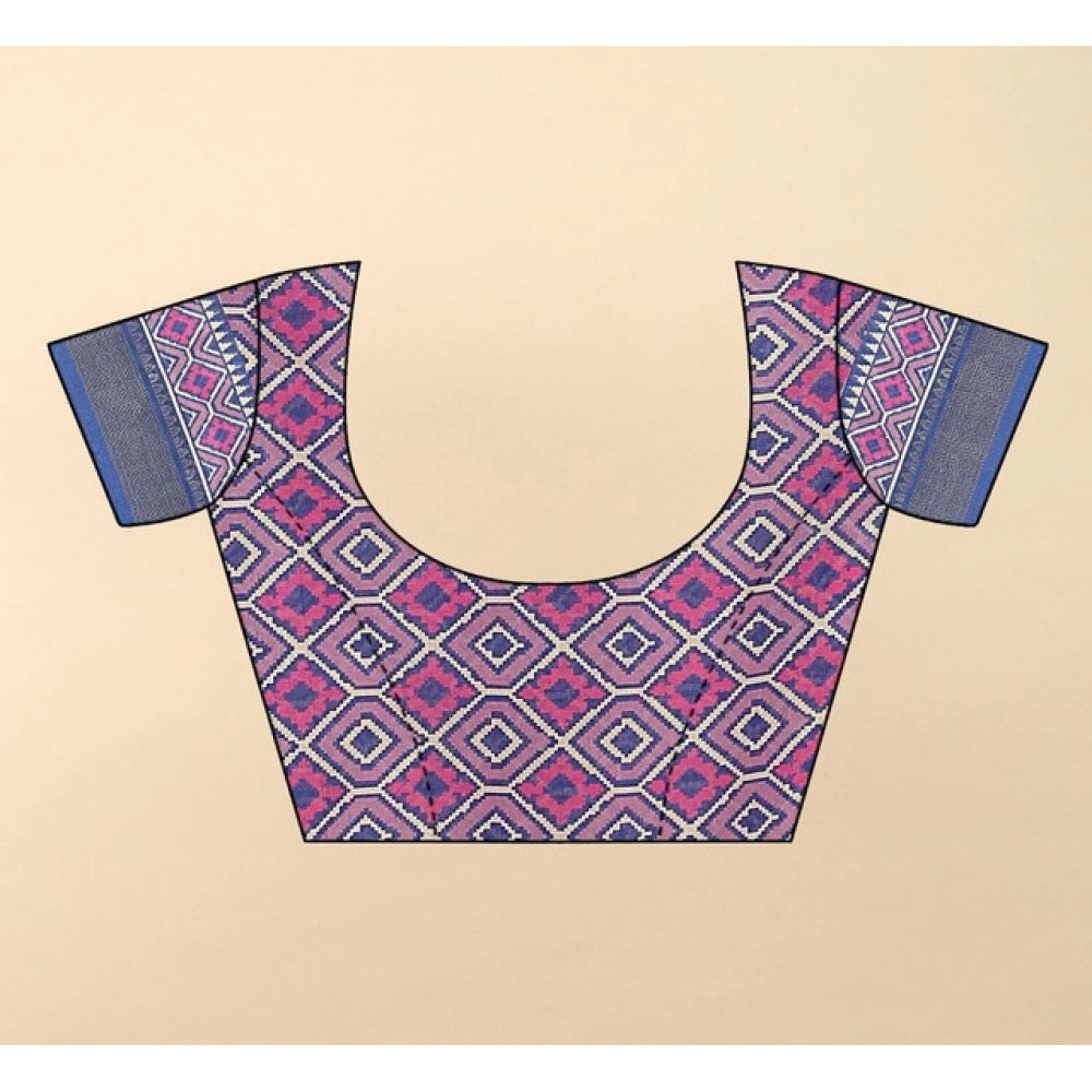 Printed Saree With Unstitched Blouse 5.5Mtr (Pink)