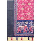 Printed Saree With Unstitched Blouse 5.5Mtr (Pink)