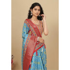Printed Saree With Unstitched Blouse 5.5Mtr (Rama)