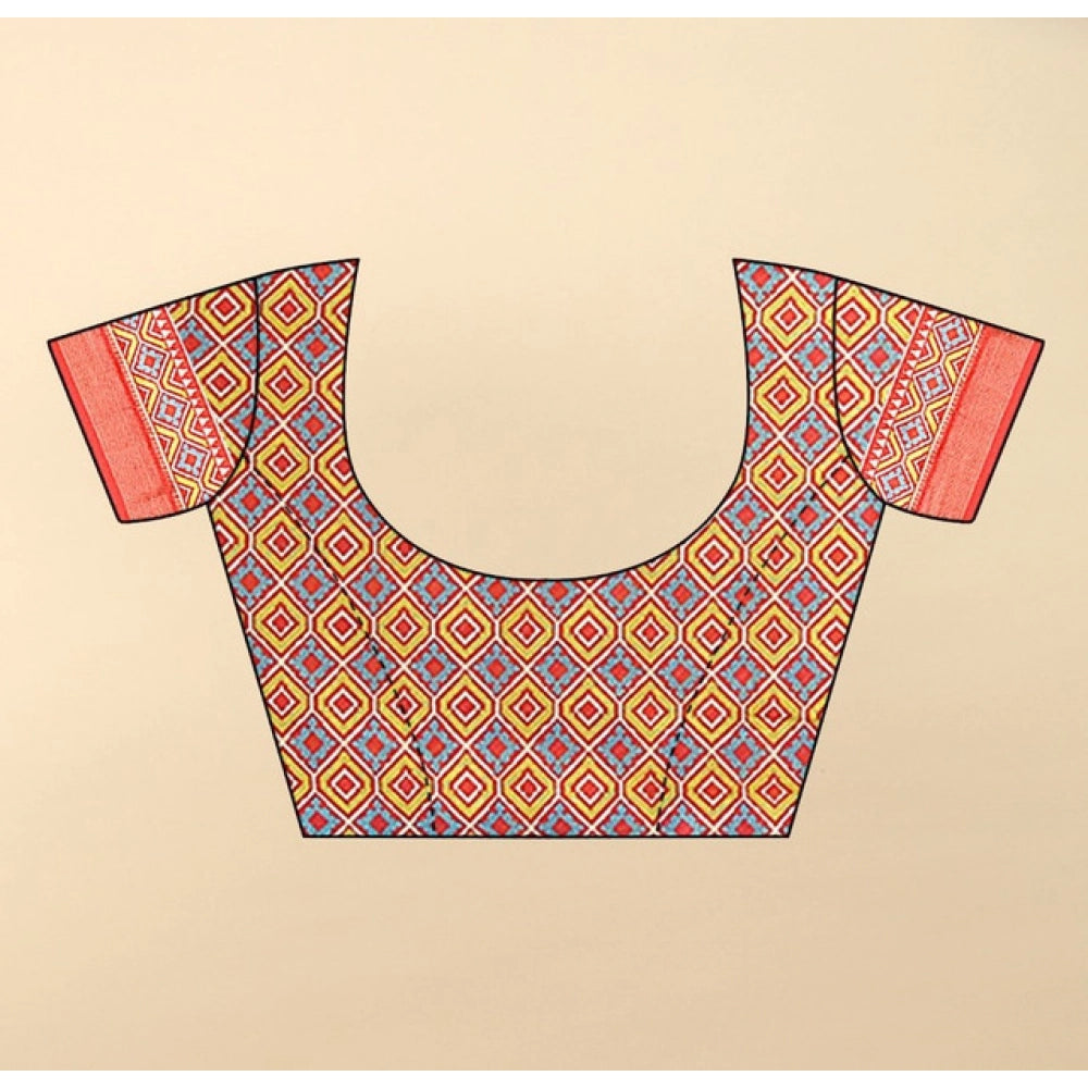 Printed Saree With Unstitched Blouse 5.5Mtr (Rama)