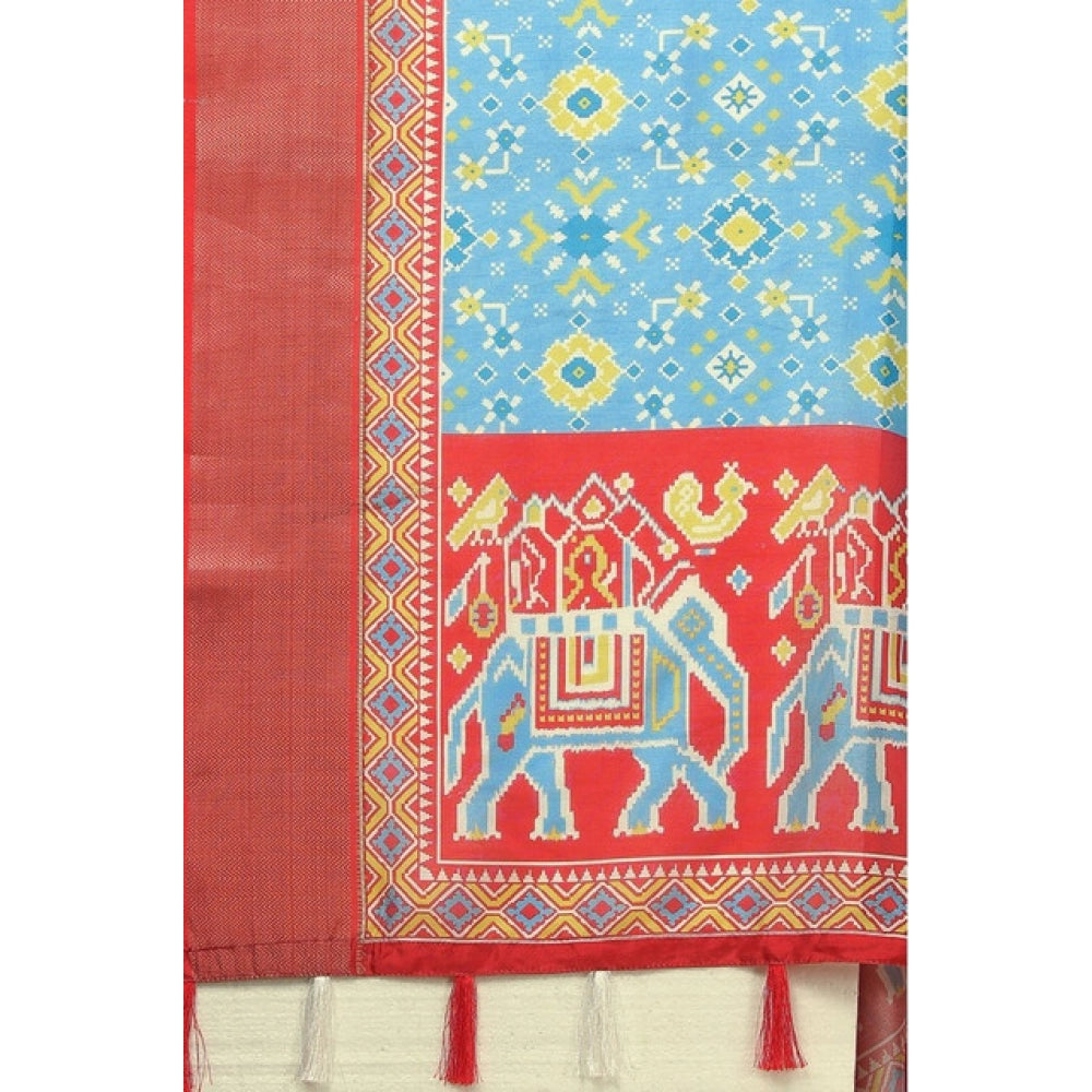 Printed Saree With Unstitched Blouse 5.5Mtr (Rama)