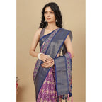 Printed Saree With Unstitched Blouse 5.5Mtr (Wine)
