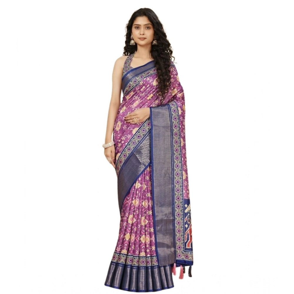 Printed Saree With Unstitched Blouse 5.5Mtr (Wine)