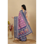 Printed Saree With Unstitched Blouse 5.5Mtr (Wine)
