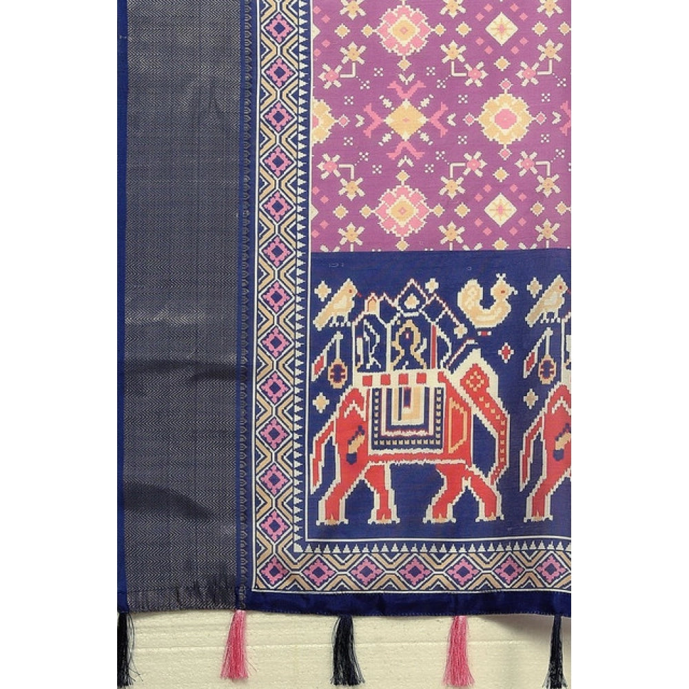 Printed Saree With Unstitched Blouse 5.5Mtr (Wine)