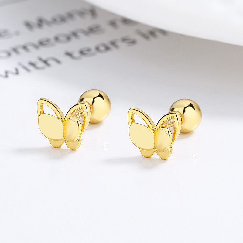 925 Sterling Silver Sweet Double Butterfly Thread Stud Earrings